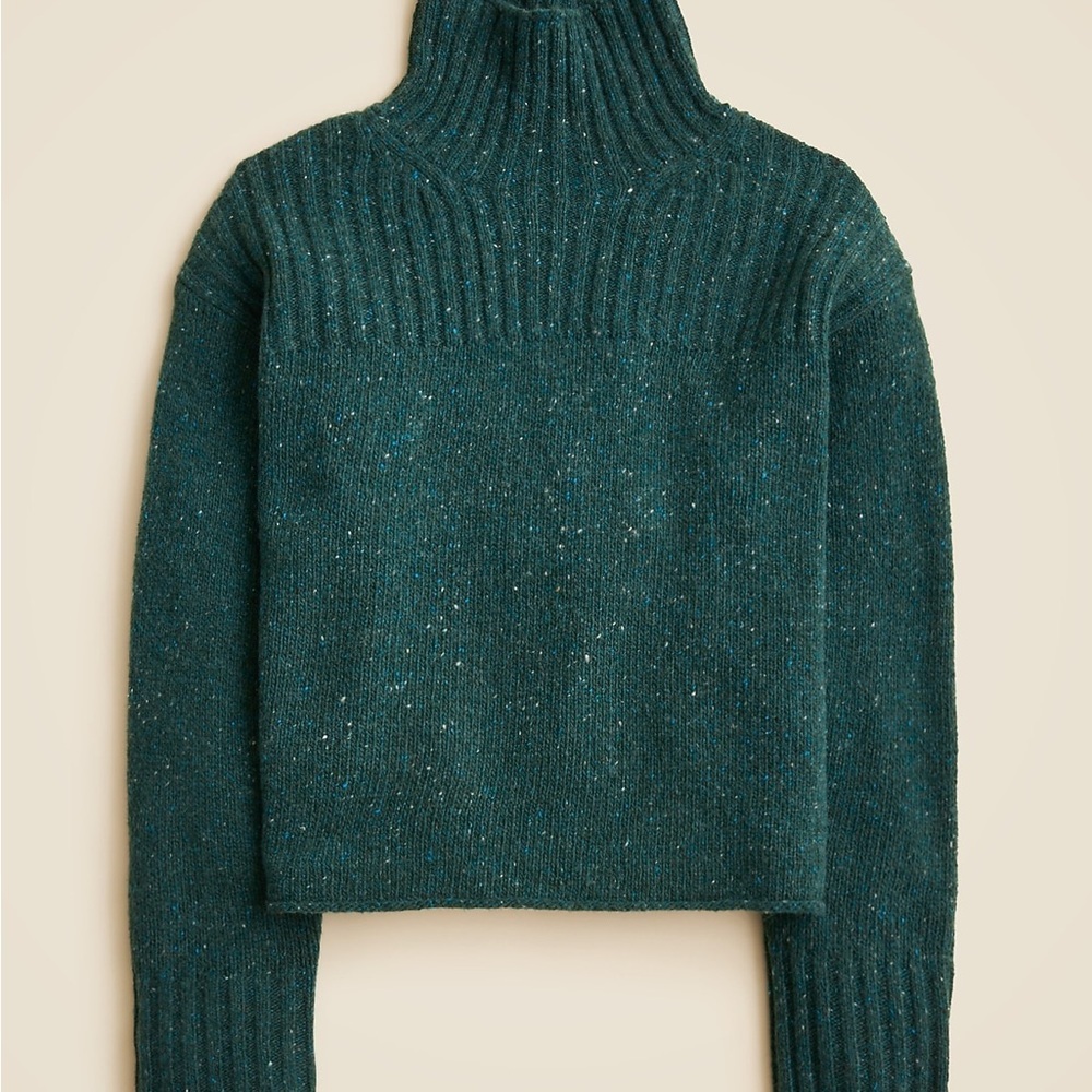 J. Crew Women's Ribbed Turtleneck Sweater Donegal Wool Blend Forrest Sprinkle L - Picture 3 of 9